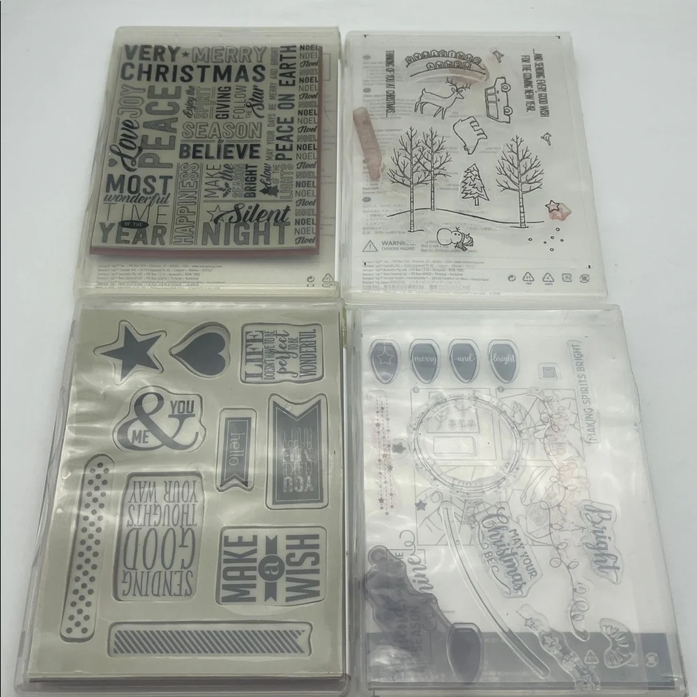 Stampin’ Up Lot of Stamps Clear Rubber Holiday Numbers Flowers Birthday Cards
